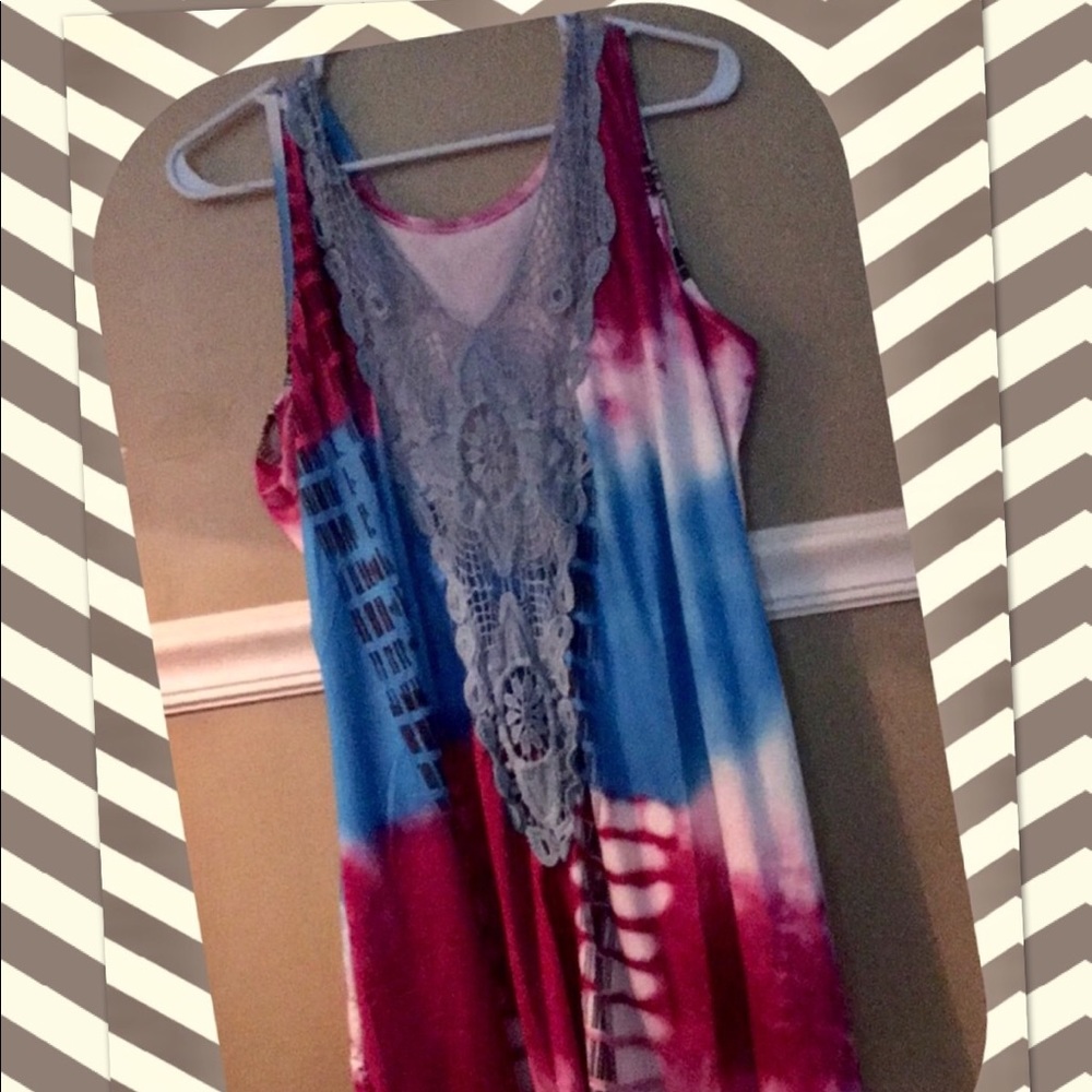 Casual Tank Mini Sleeveless Lace Sundress - 5XL